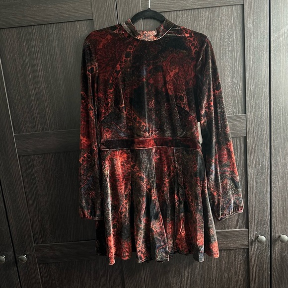 Free People Printed Burnout Velvet Backless Romper - Picture 4 of 15